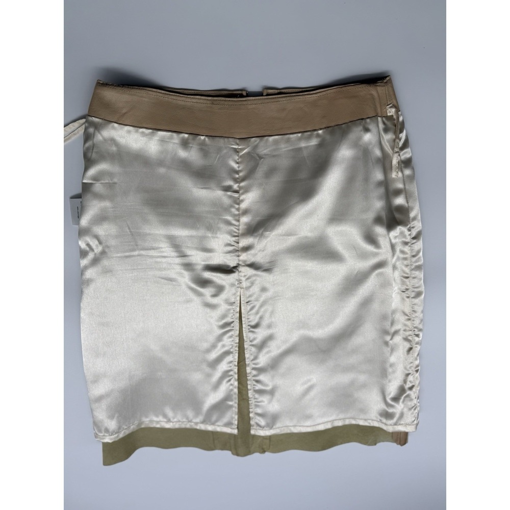 Margaret Godfrey Beige Leather Skirt Sz 8 - Picture 7 of 9